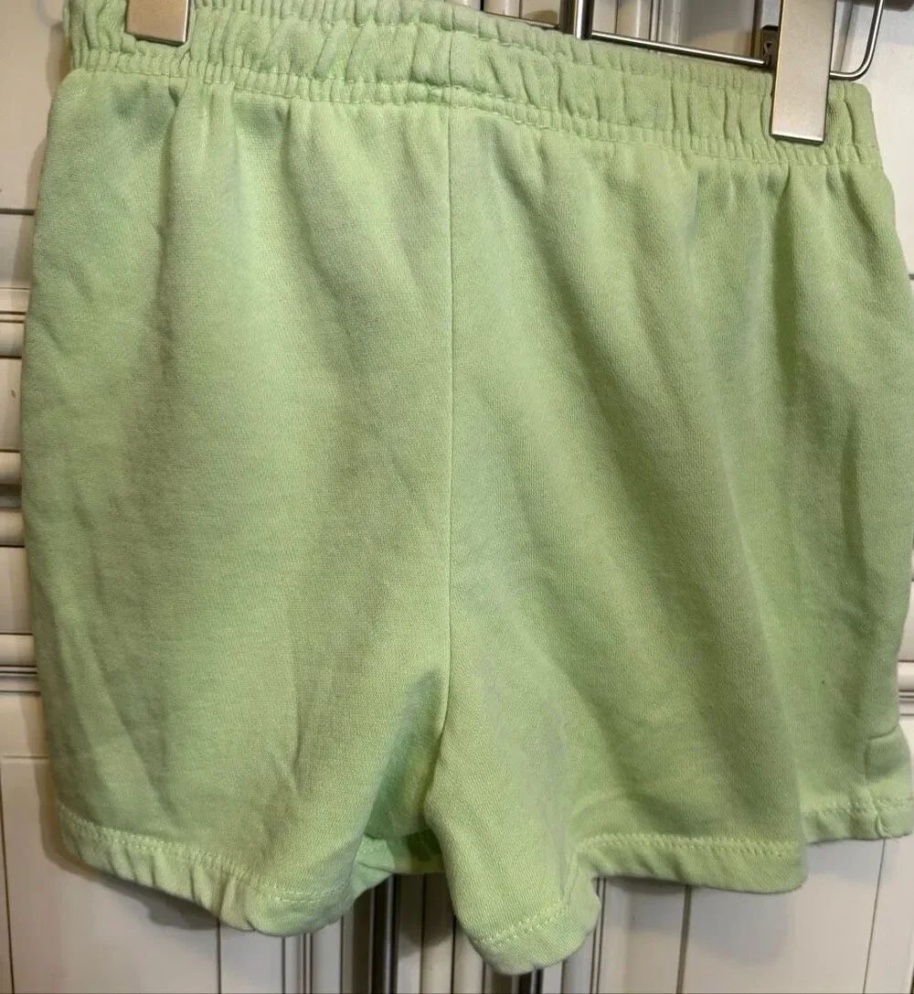 Zara Girls Drawstring High-Waisted Lounge Sweat Shorts Light Green Size 11-12